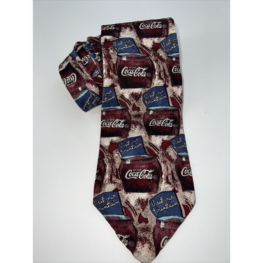 Men's Coca-Cola Visit Our Fountain Ad Men's Neck Tie 100% Silk